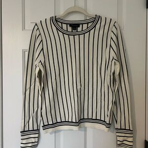 Ann Taylor Ivory and Black Striped Sweater